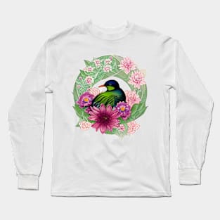 Bird in a Floral Nest - Adorable Wall Decor Long Sleeve T-Shirt